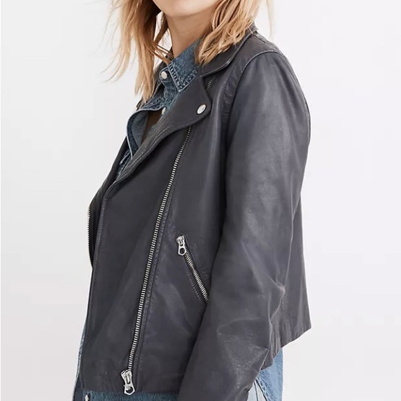 NWT Madewell Washed Leather Motorcycle Jacket - Picture 6 of 6